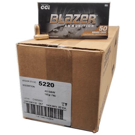 CCI Blazer Brass 40 S&W 180gr FMJ 1000rd Case